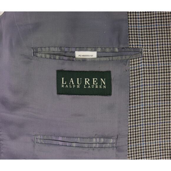 Lauren Ralph Lauren Brown Black Blue Check Silk Wool 2-Btn Sportcoat Blazer 42L - Picture 6 of 7